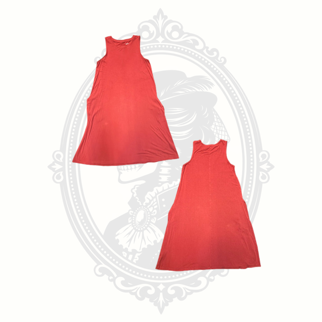 Time and Tru Red Sleeveless Swing Dress with Pockets Women's Small (4-6)