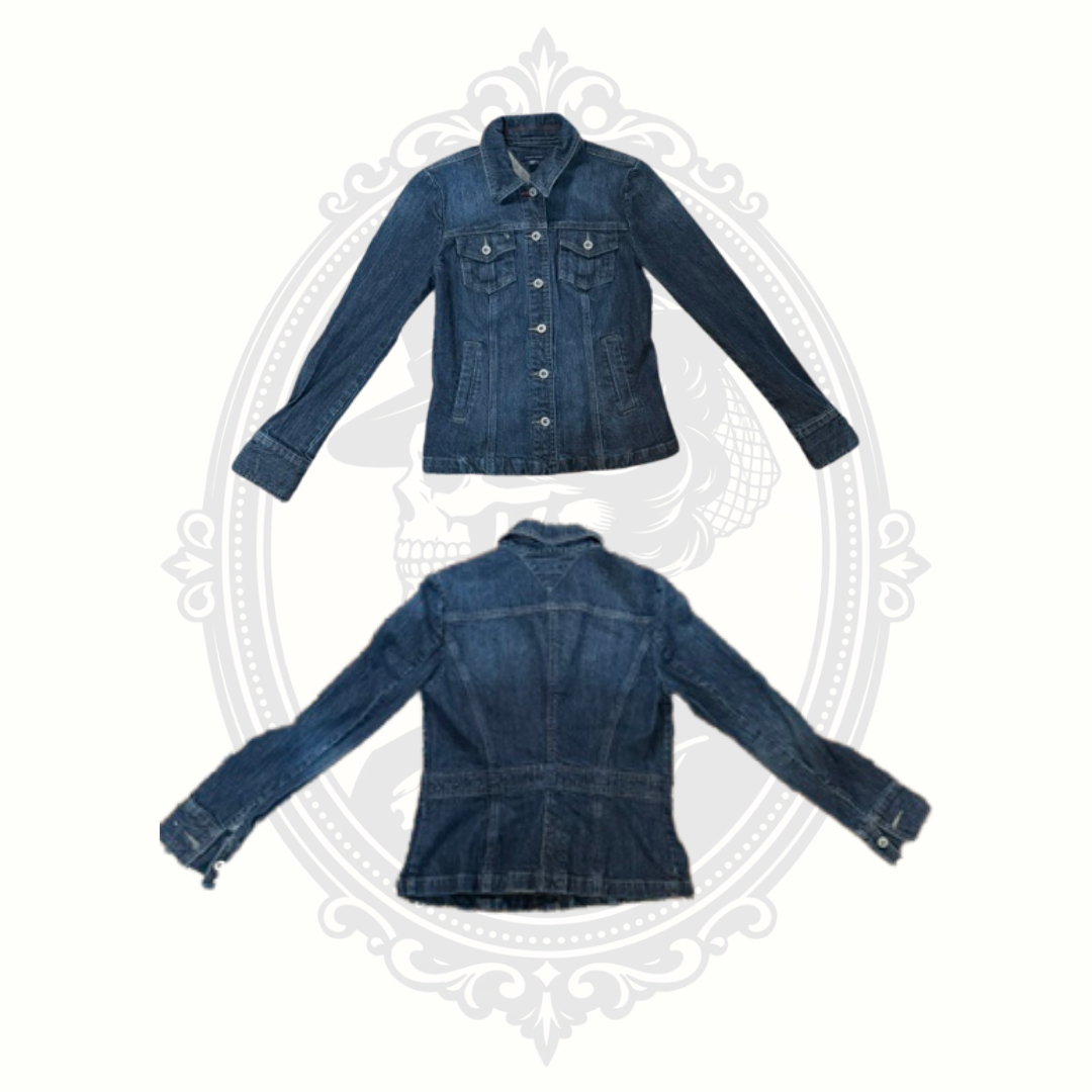 Tommy Hilfiger Women's Dark Wash Denim Jacket Medium Stretch Jean Jacket