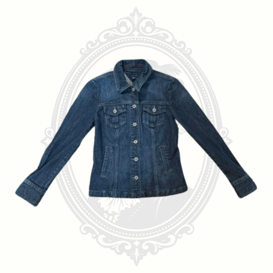 Tommy Hilfiger Women's Dark Wash Denim Jacket Medium Stretch Jean Jacket