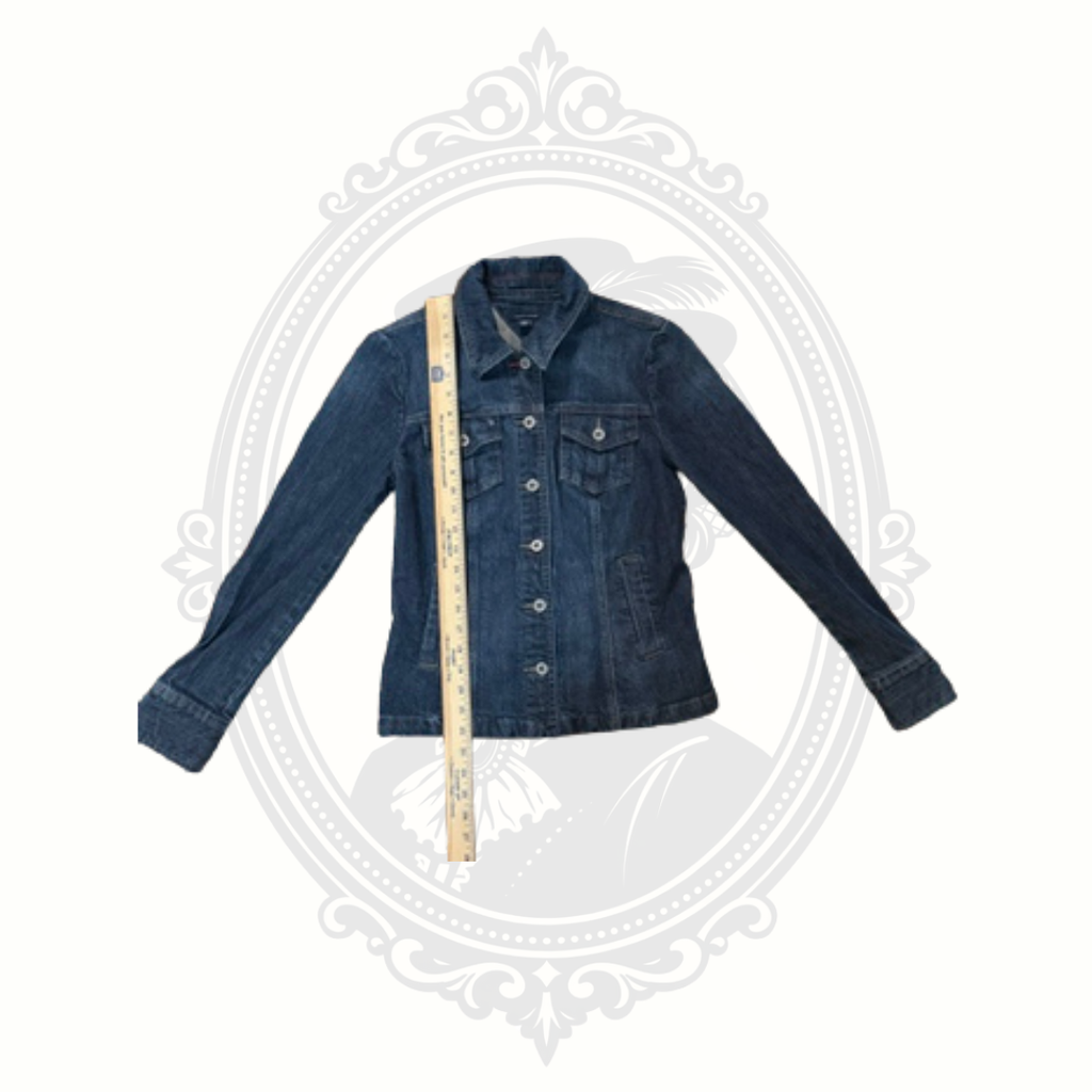Tommy Hilfiger Women's Dark Wash Denim Jacket Medium Stretch Jean Jacket