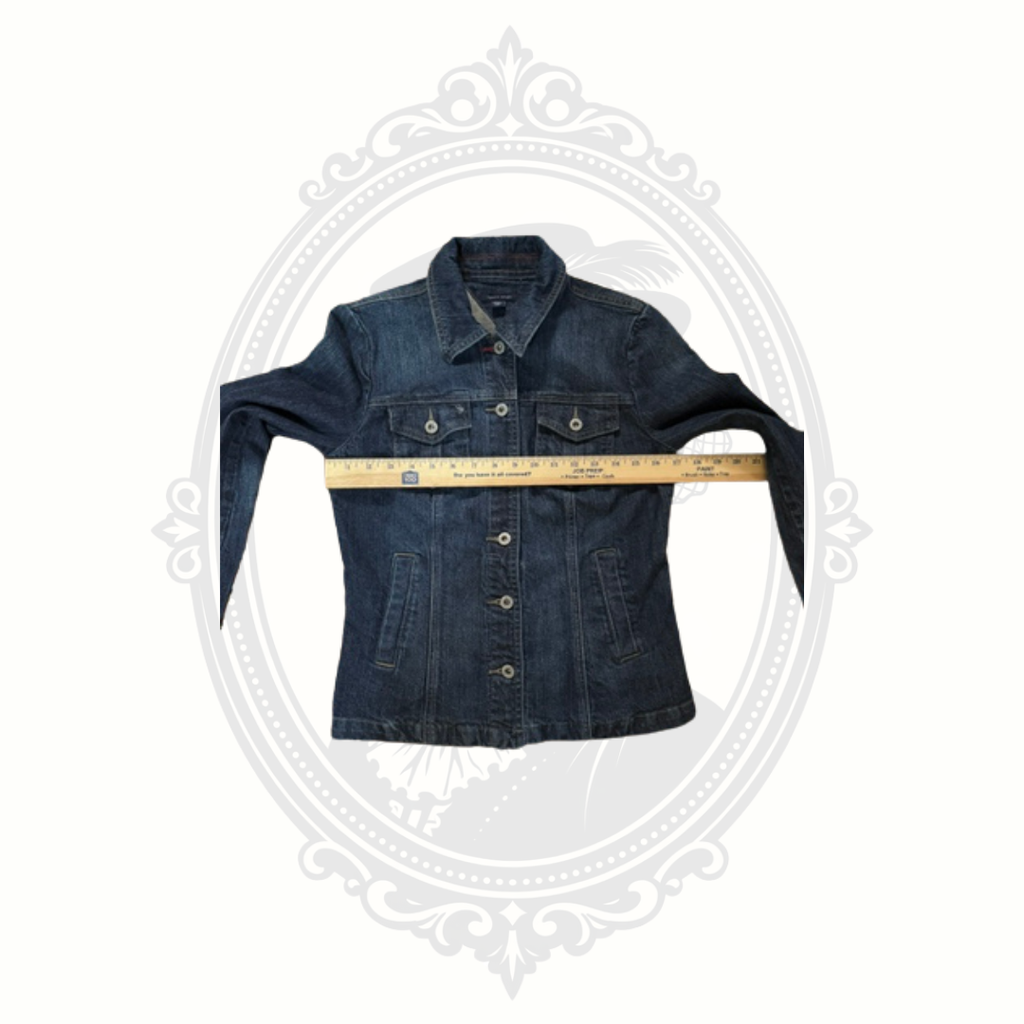Tommy Hilfiger Women's Dark Wash Denim Jacket Medium Stretch Jean Jacket