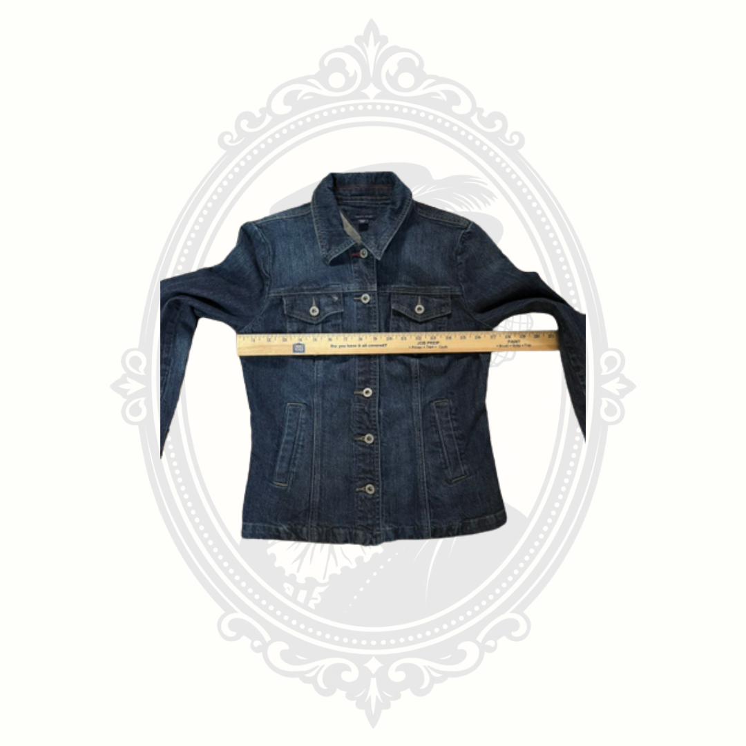 Tommy Hilfiger Women's Dark Wash Denim Jacket Medium Stretch Jean Jacket