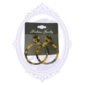 Tortoiseshell-look brown and amber oversized hoop drop earrings new on original Fashion Jewelry card.