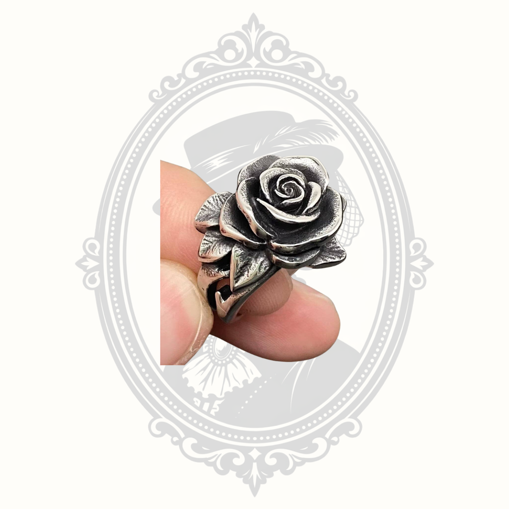 Unisex Camellia Rose Stainless Steel Ring