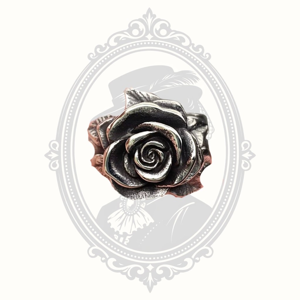 Unisex Camellia Rose Stainless Steel Ring