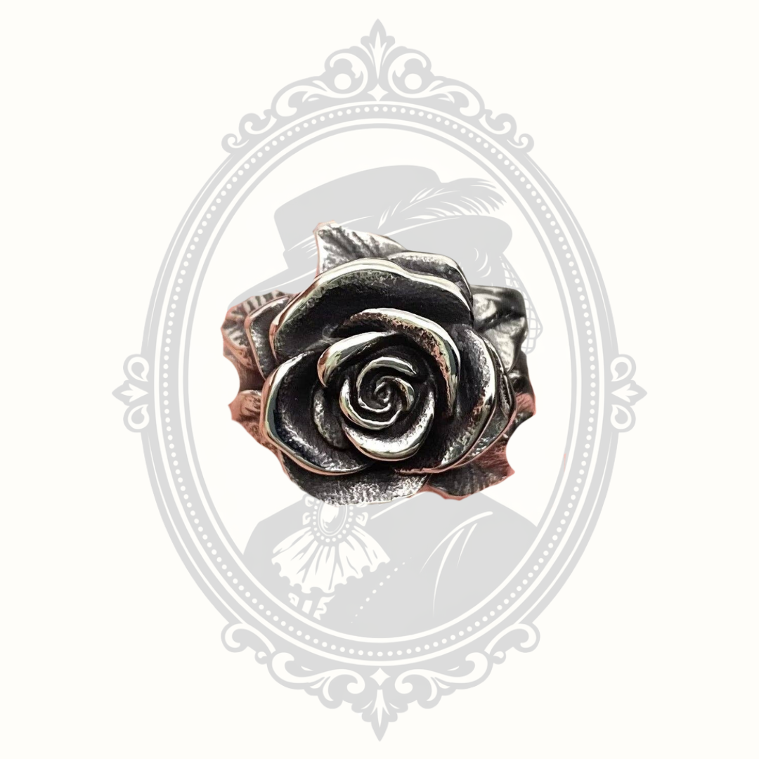 Unisex Camellia Rose Stainless Steel Ring