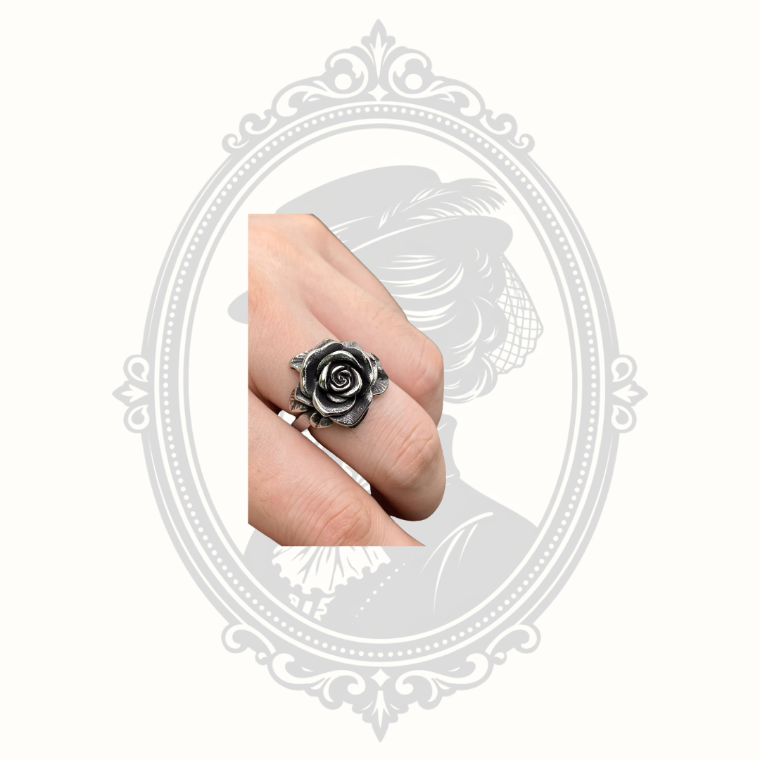 Unisex Camellia Rose Stainless Steel Ring