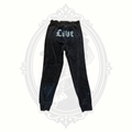 No Boundaries Black Velour Jogger Lounge Pants Love Graphic Back Women's Small