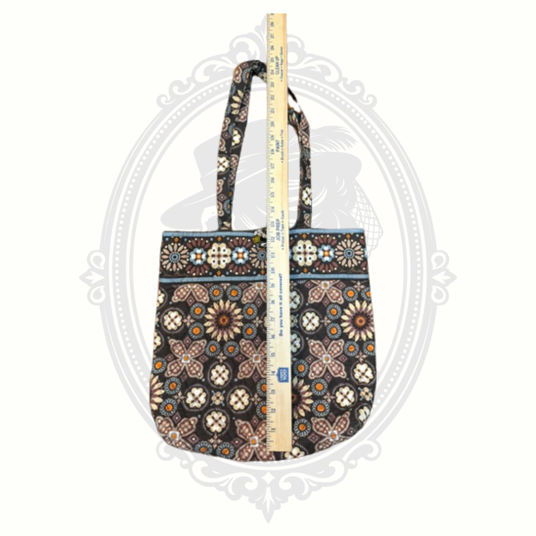 Vera Bradley Brown Floral Quilted Tote Bag | Toggle Closure Shoulder Bag