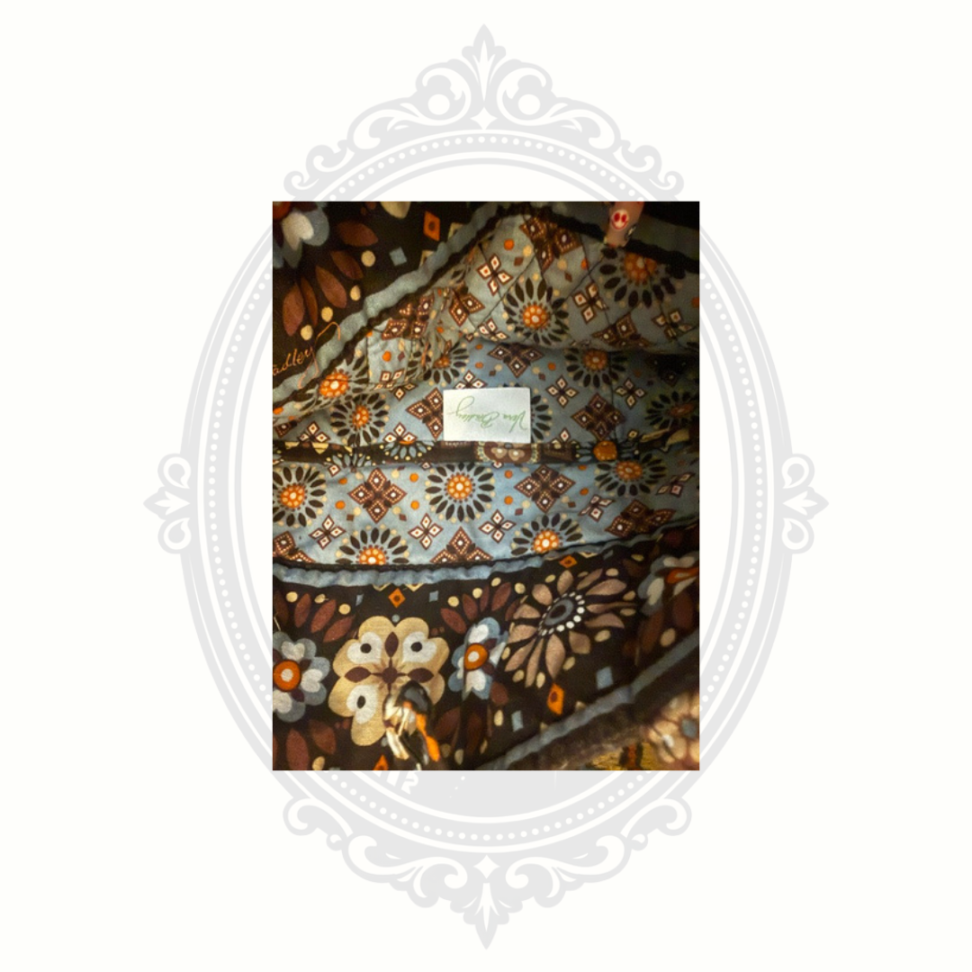 Vera Bradley Brown Floral Quilted Tote Bag | Toggle Closure Shoulder Bag