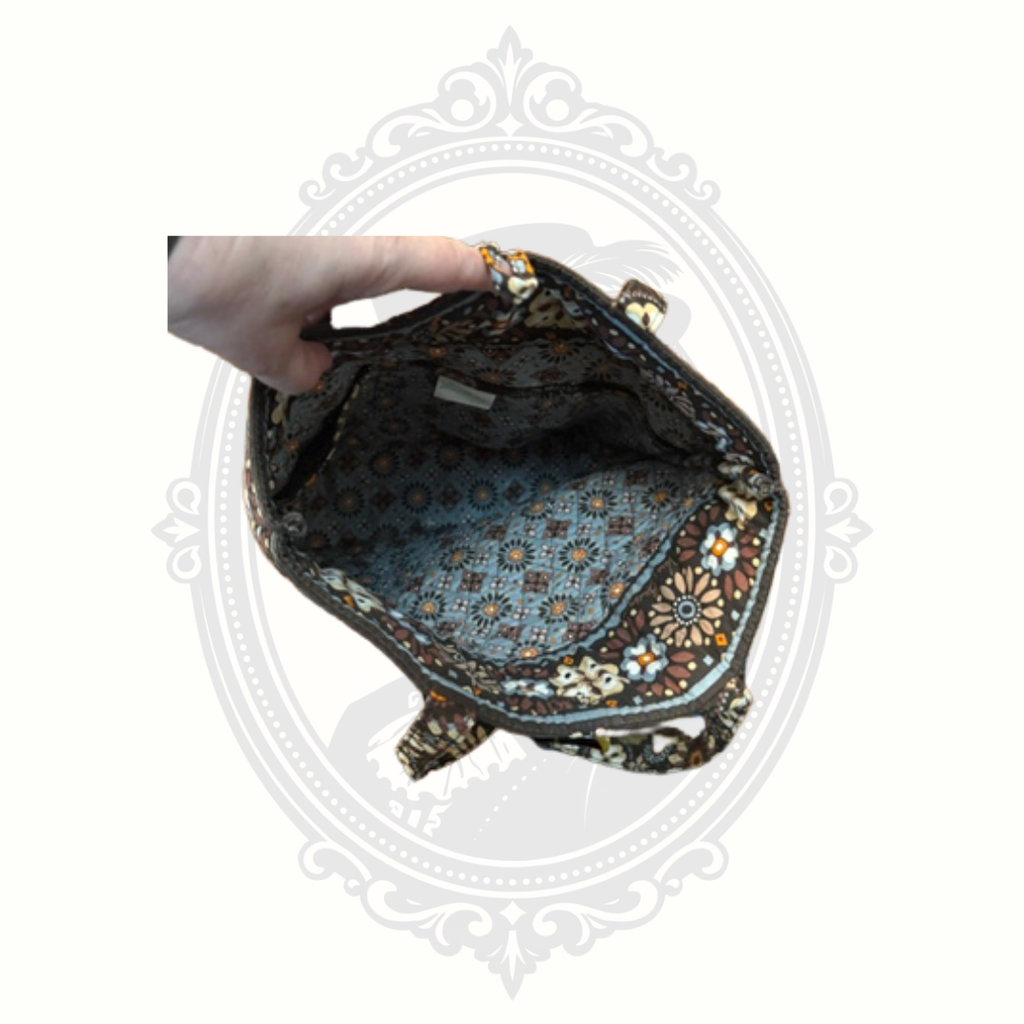 Vera Bradley Brown Floral Quilted Tote Bag | Toggle Closure Shoulder Bag
