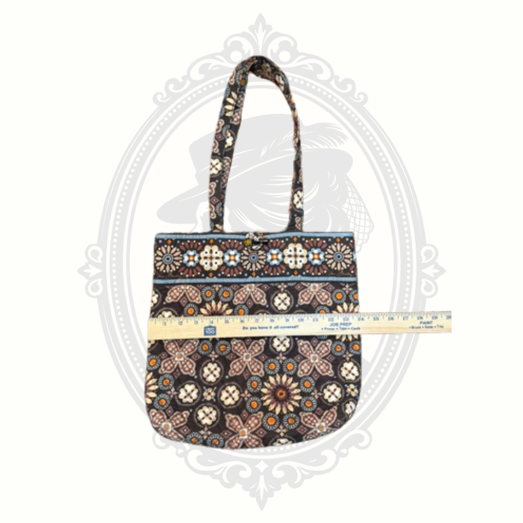 Vera Bradley Brown Floral Quilted Tote Bag | Toggle Closure Shoulder Bag