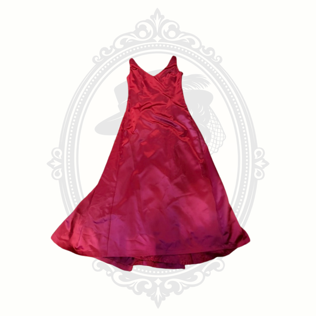 Vintage After Six Ruby Red Satin Formal Dress Size 12 Made in USA