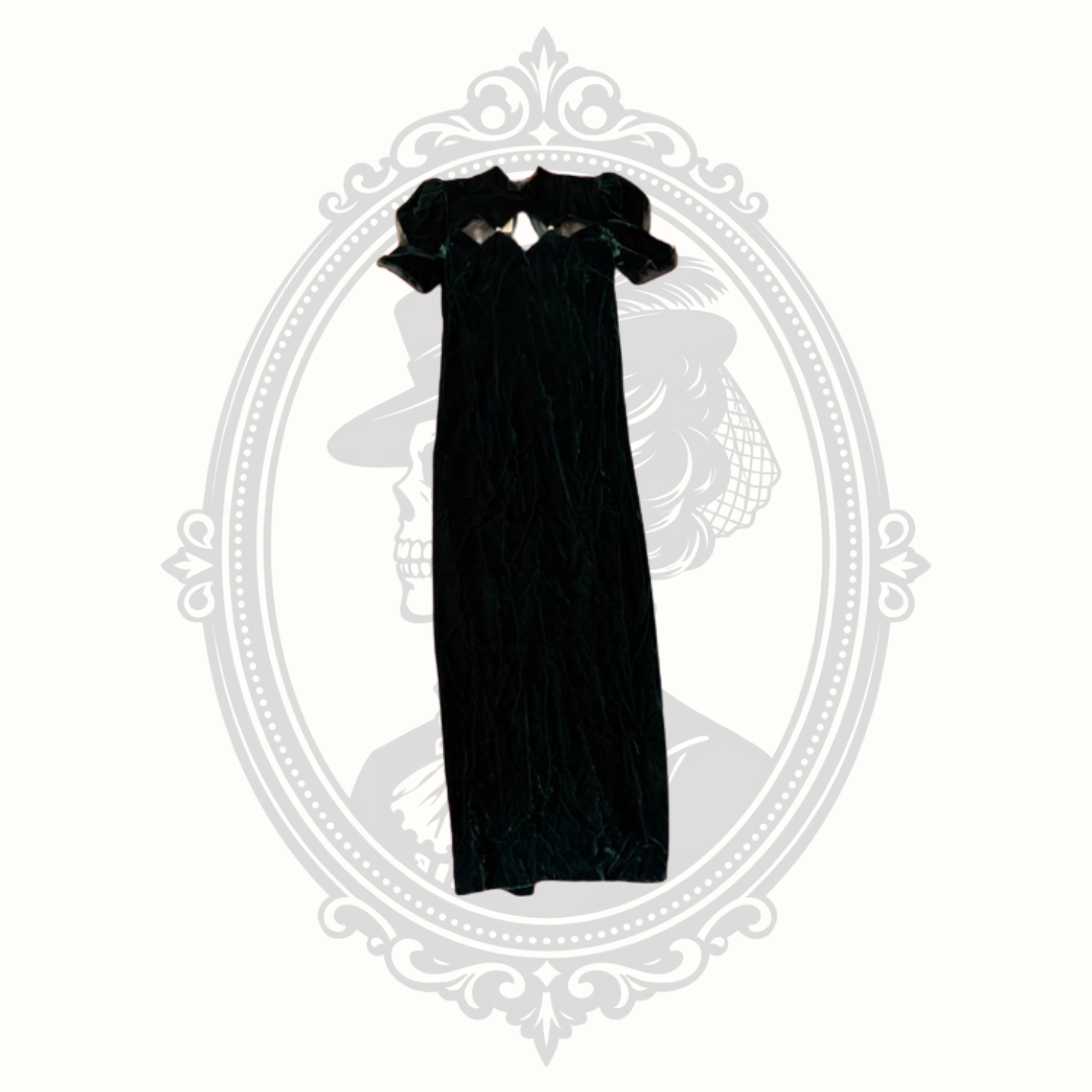 Vintage Alyce Designs Dark Green Velvet Cutout Formal Gown - Size 10