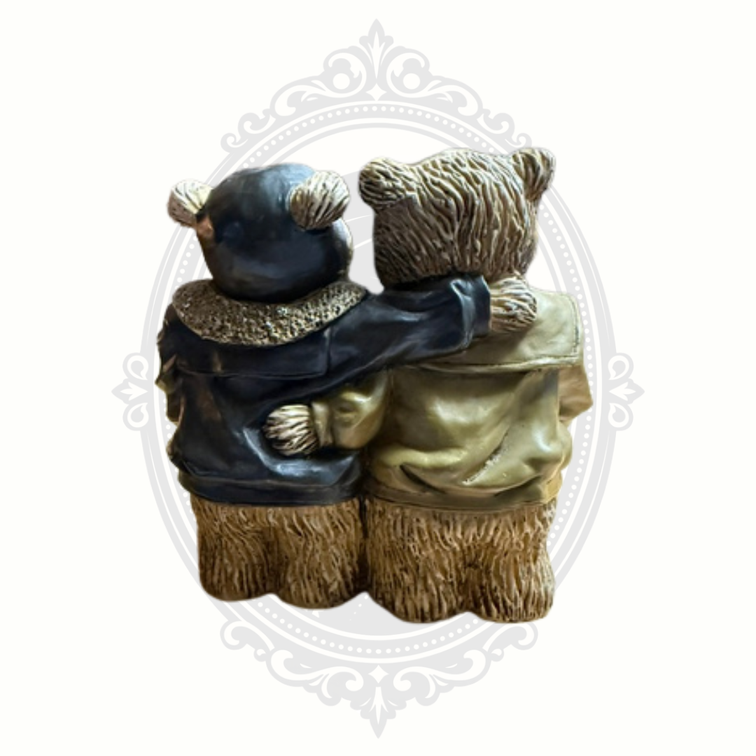 Vintage Aviator Bear Friends Resin Figurine – Pilot & Co-Pilot Aviation Décor