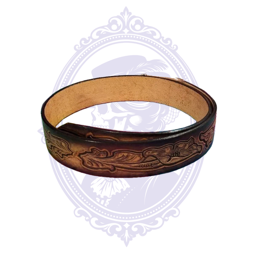 Vintage Brown Floral-Tooled Leather Belt | Mrs. Bones Curio Cupboard