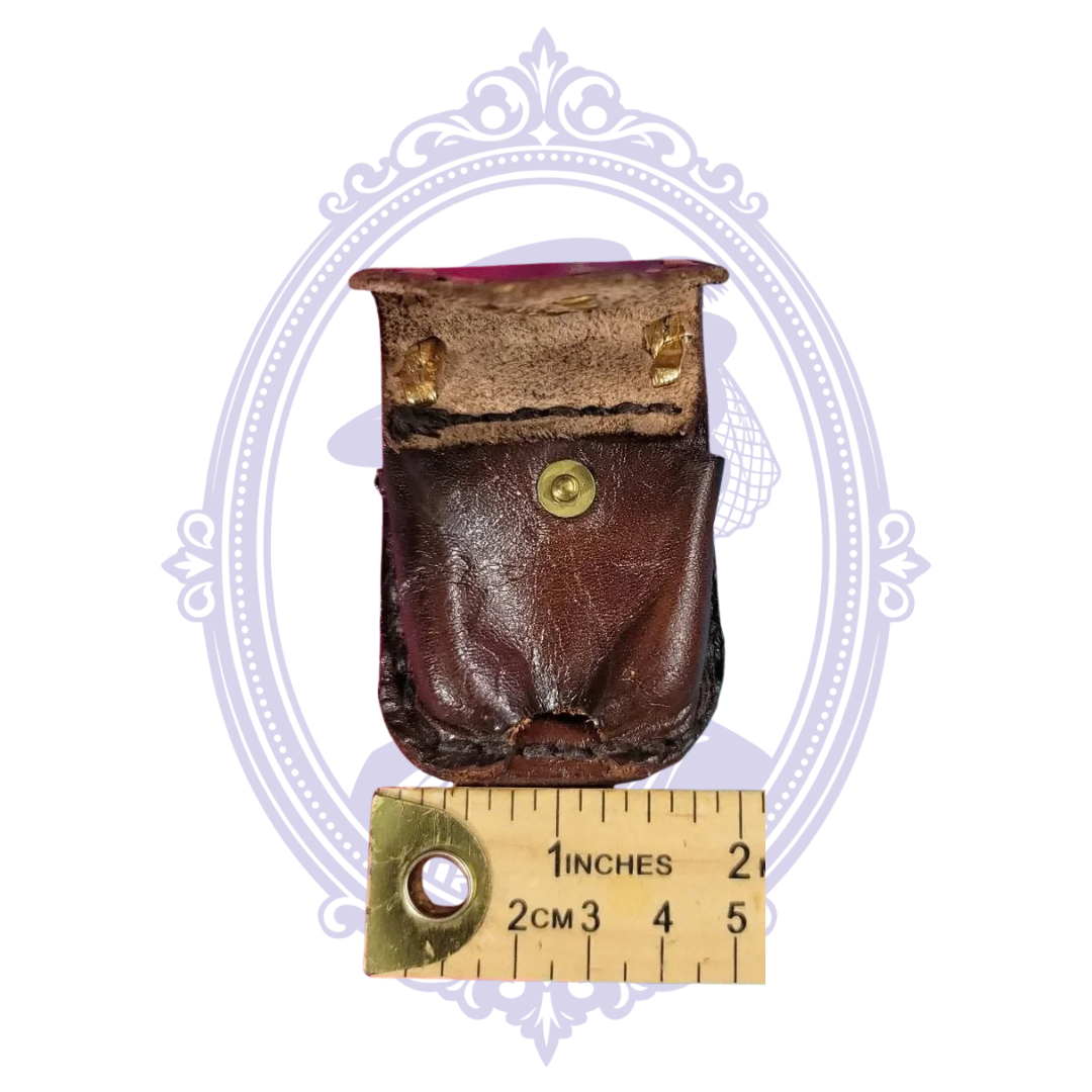 Vintage brown genuine leather Western belt pouch, open pouch width