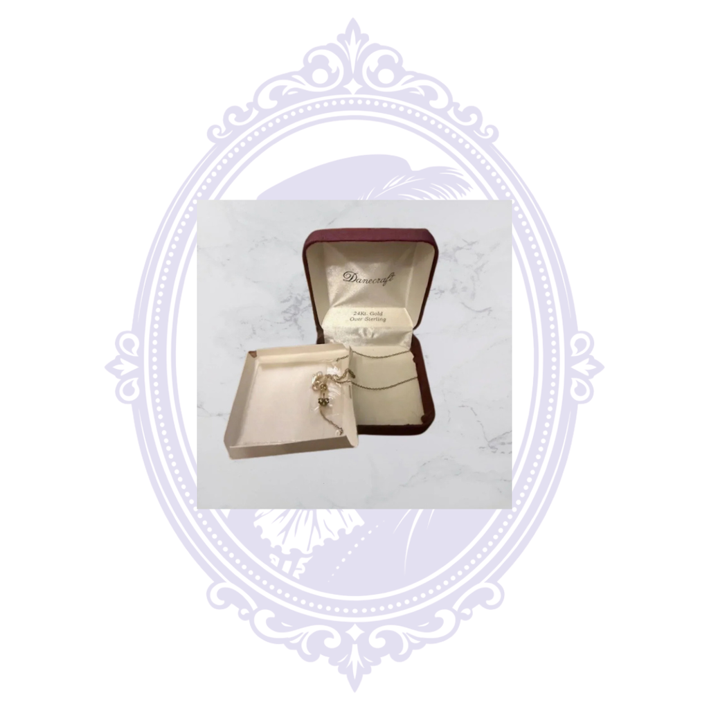 Vintage Danecraft Cross Necklace & Stud Earrings Set – 24K Gold Over Sterling