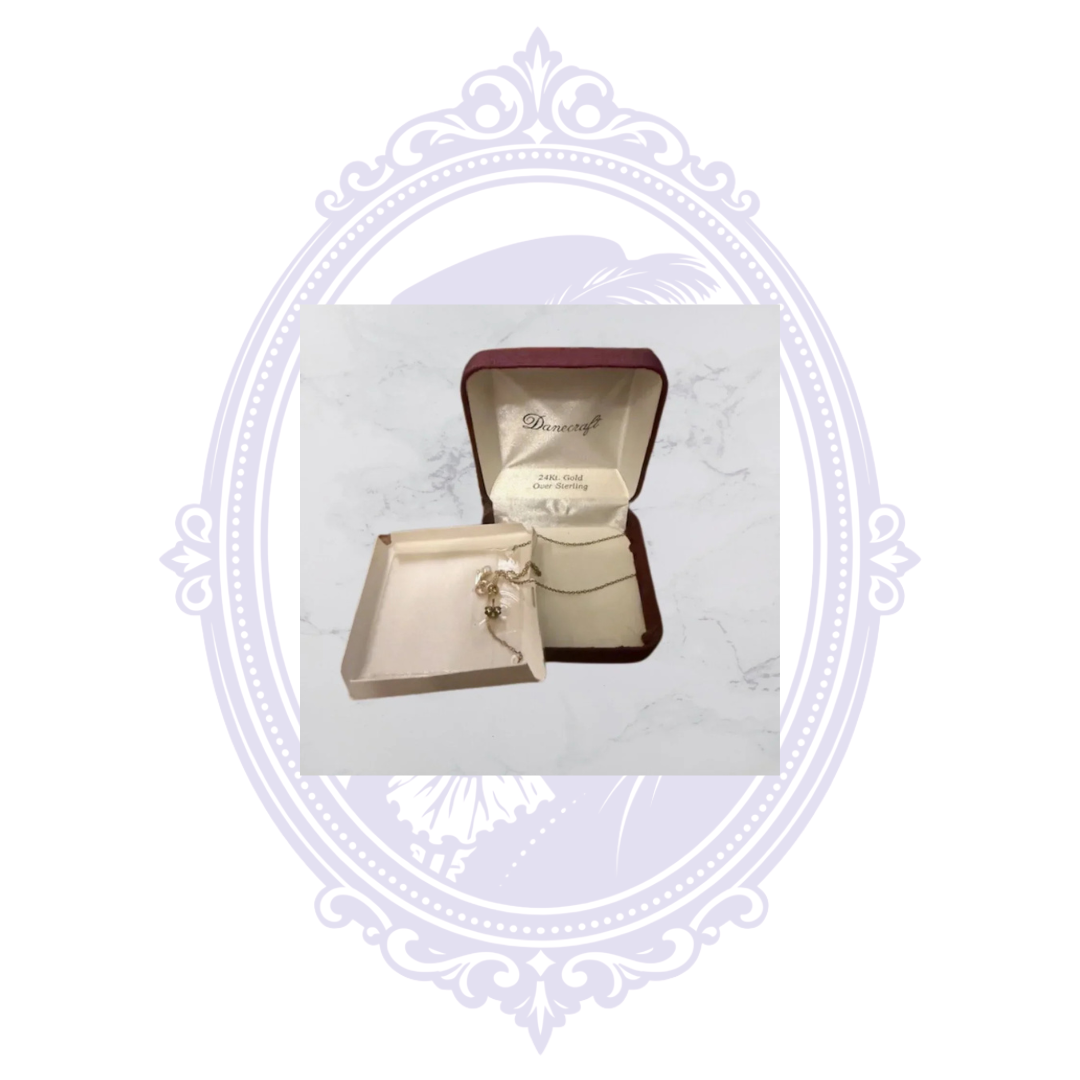 Vintage Danecraft Cross Necklace & Stud Earrings Set – 24K Gold Over Sterling