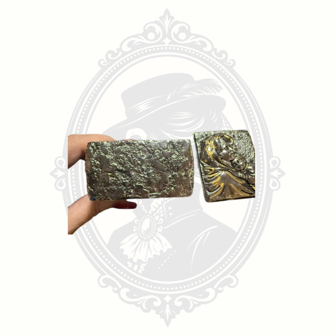 Vintage Madonna & Child Silver Tone Keepsake Trinket Box with Gold Accents – Made in the Philippines