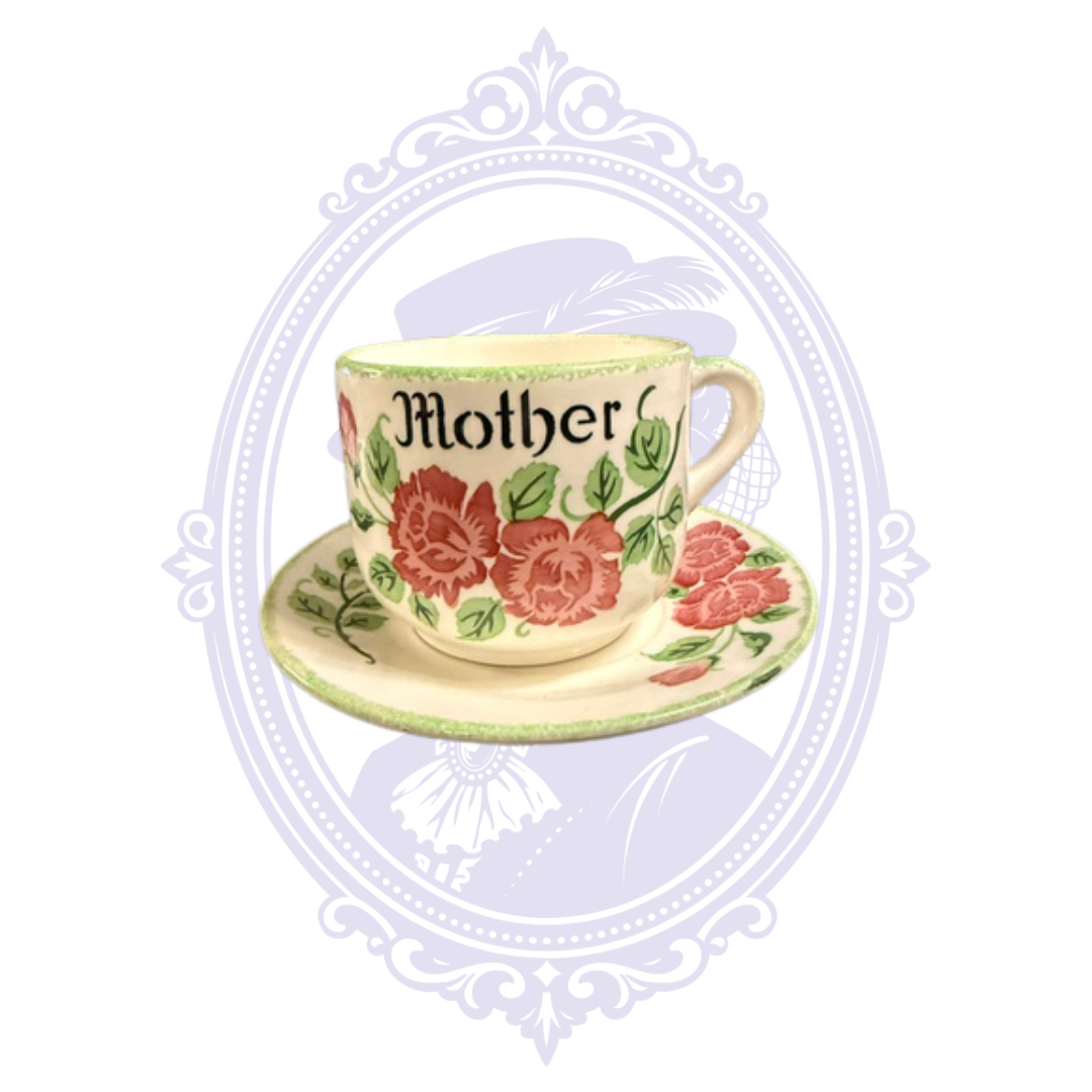 Vintage Rosenthal Germany Hand-Painted “Mother” Rose Cup & Saucer