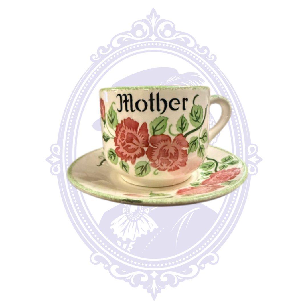 Vintage Rosenthal Germany Hand-Painted “Mother” Rose Cup & Saucer