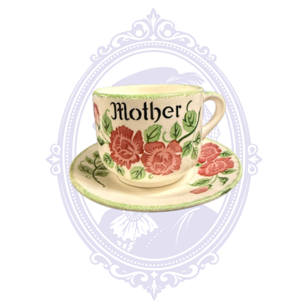 Vintage Rosenthal Germany Hand-Painted “Mother” Rose Cup & Saucer