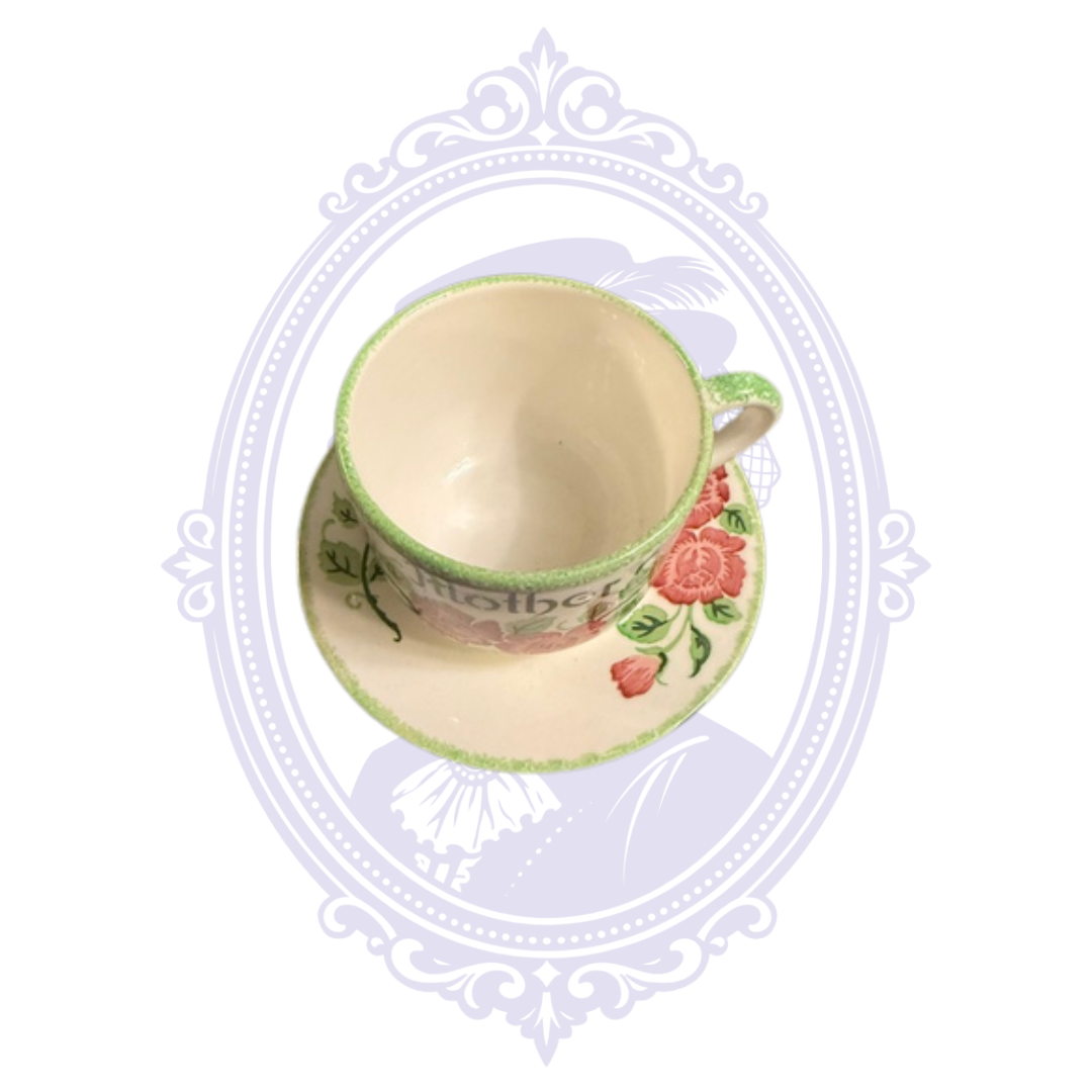 Vintage Rosenthal Germany Hand-Painted “Mother” Rose Cup & Saucer