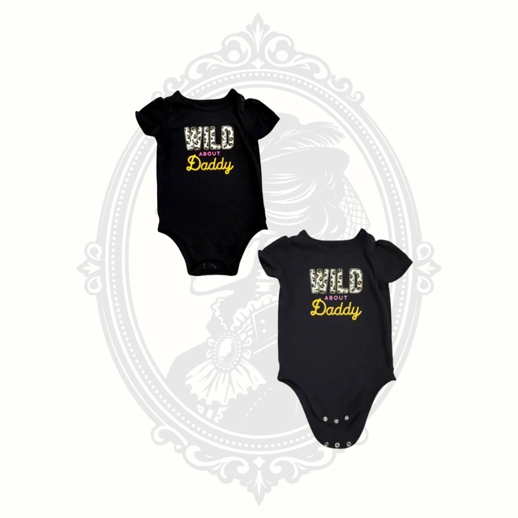 baby onesie wild about daddy text detail black fabric