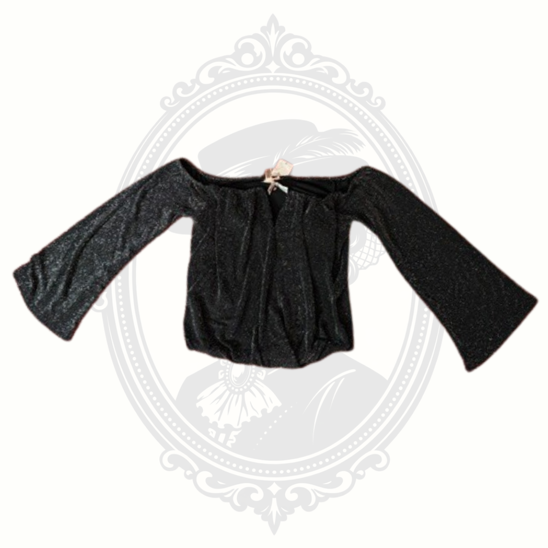 Black blouse with bell sleeves on a white background