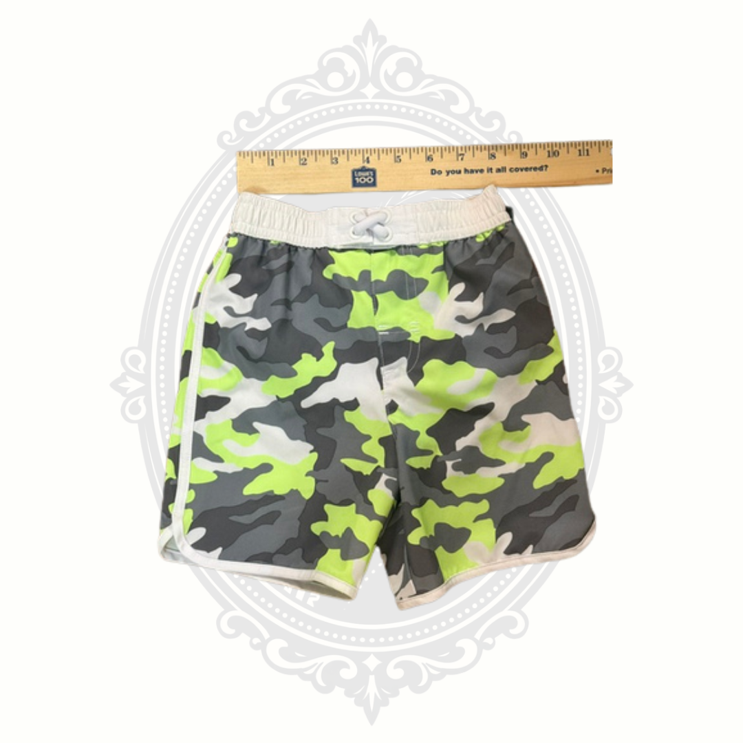 Wonder Nation Boys 2T Neon Camo Swim Trunks