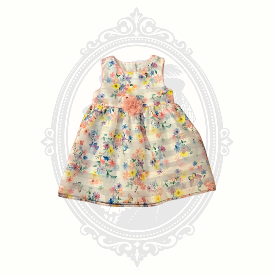 Wonder Nation Girls 2T Floral Party Dress with Pink Flower & Butterfly Print