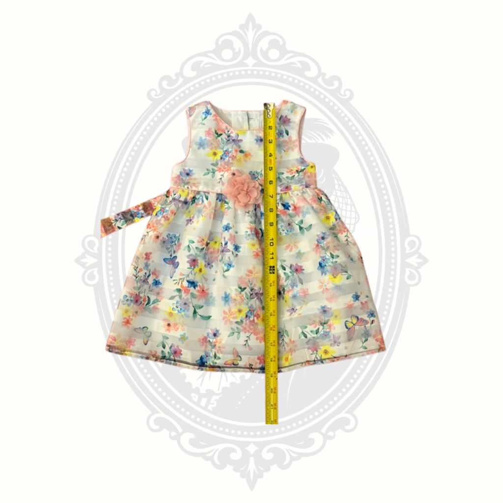 Wonder Nation Girls 2T Floral Party Dress with Pink Flower & Butterfly Print