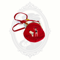 Red velvet pin-up kisslock crossbody bag front view