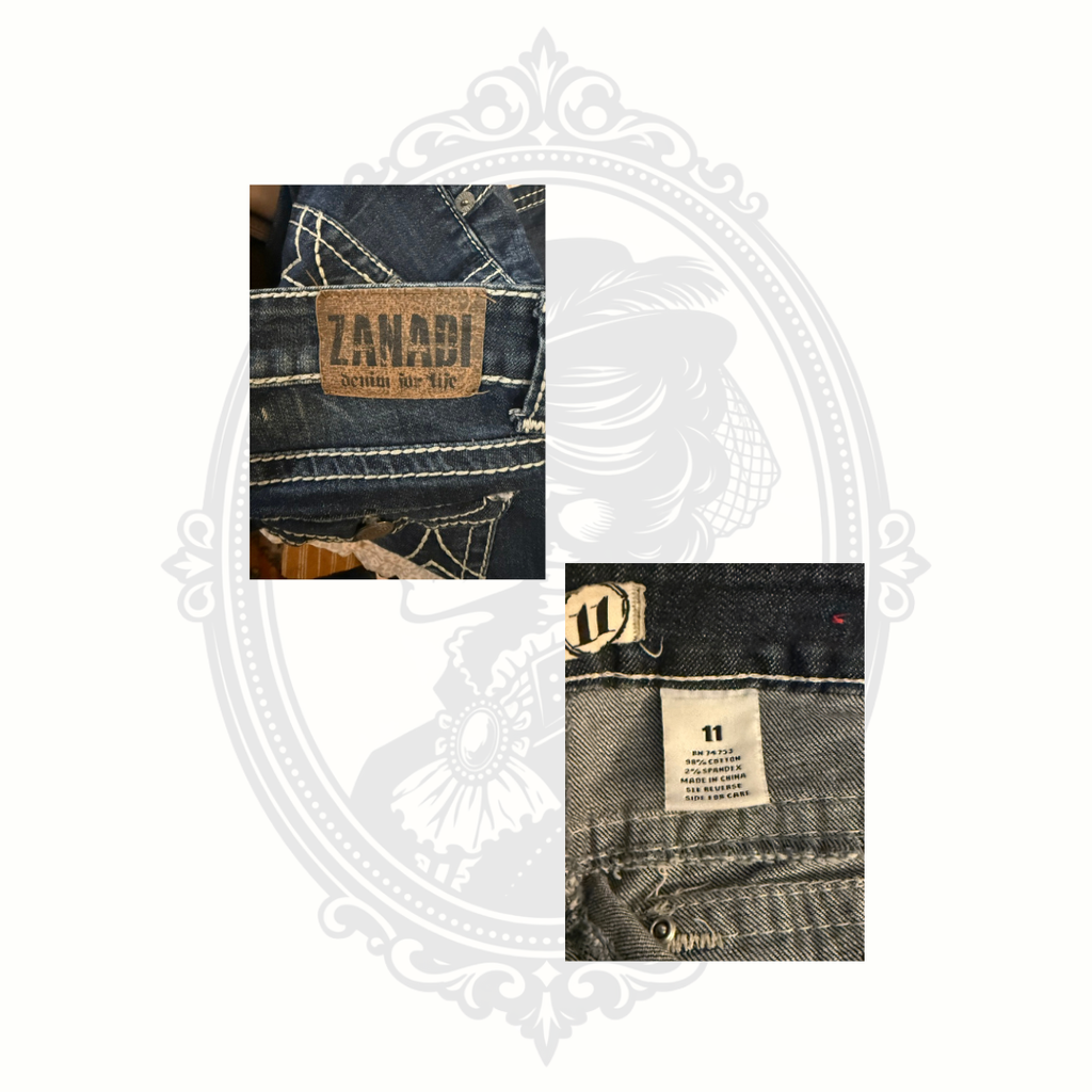 Zanadi jeans brand label and size 11 interior tag detail